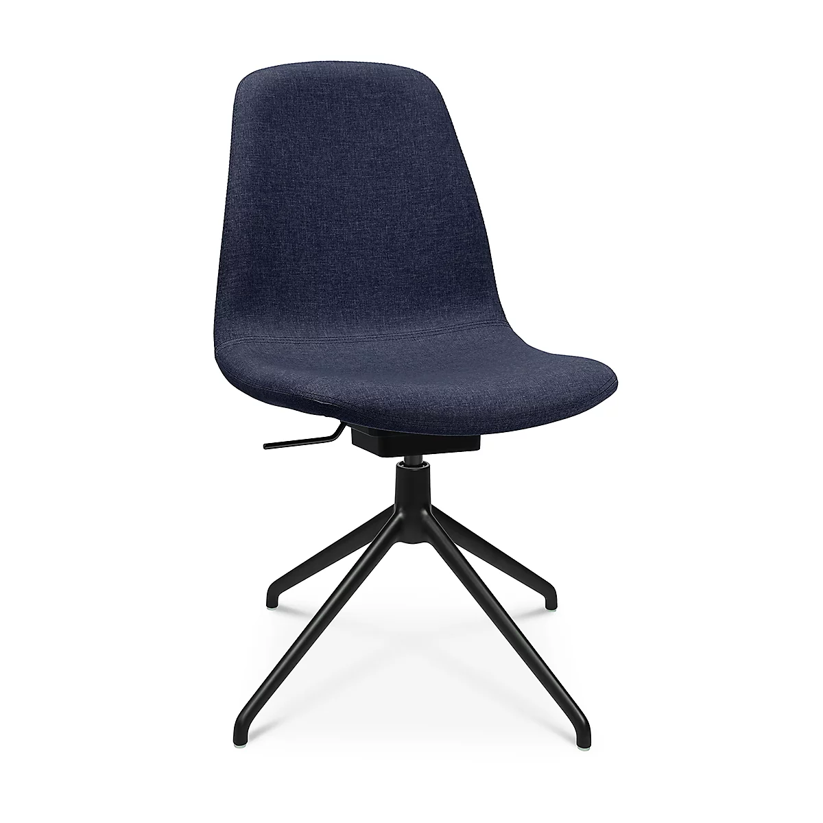 Fauteuil de conférence Topstar Sitness Life 1.1, pivotant/assis réglable en hauteur, sans accoudoirs, L 460 x P 390 x H 450-480 mm, piétement 4 branches, alu noir mat &amp; tissu, d.bleu