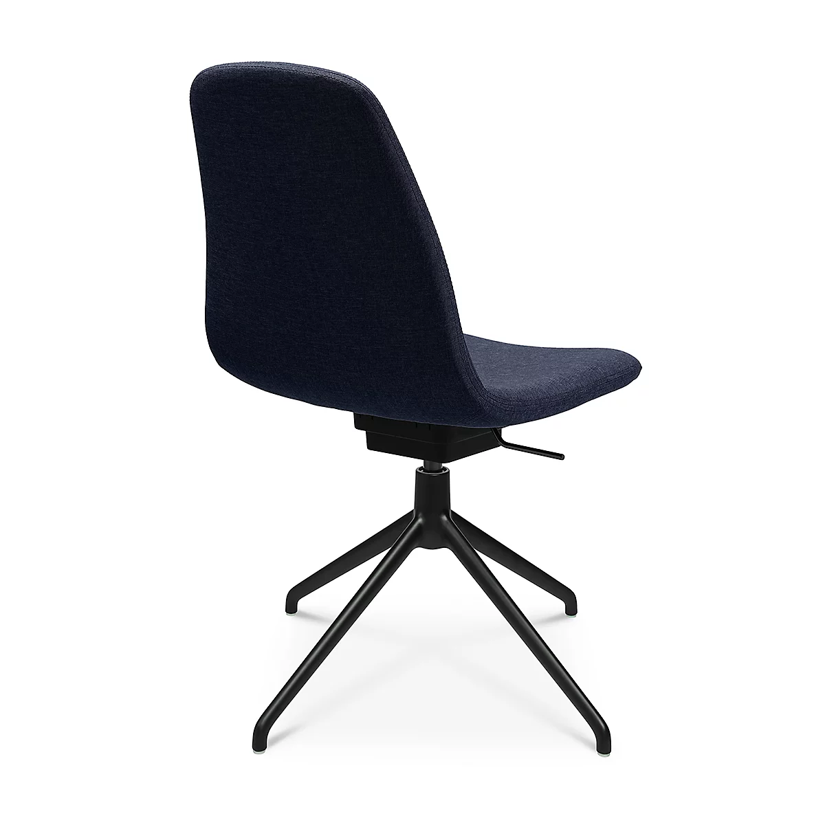 Fauteuil de conférence Topstar Sitness Life 1.1, pivotant/assis réglable en hauteur, sans accoudoirs, L 460 x P 390 x H 450-480 mm, piétement 4 branches, alu noir mat &amp; tissu, d.bleu