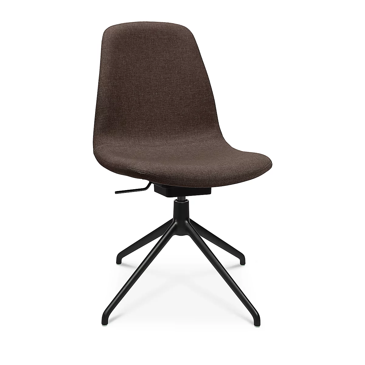 Fauteuil de conférence Topstar Sitness Life 1.1, pivotant/assis réglable en hauteur, sans accoudoirs, L 460 x P 390 x H 450-480 mm, piétement 4 branches, alu noir mat &amp; tissu, d.marron