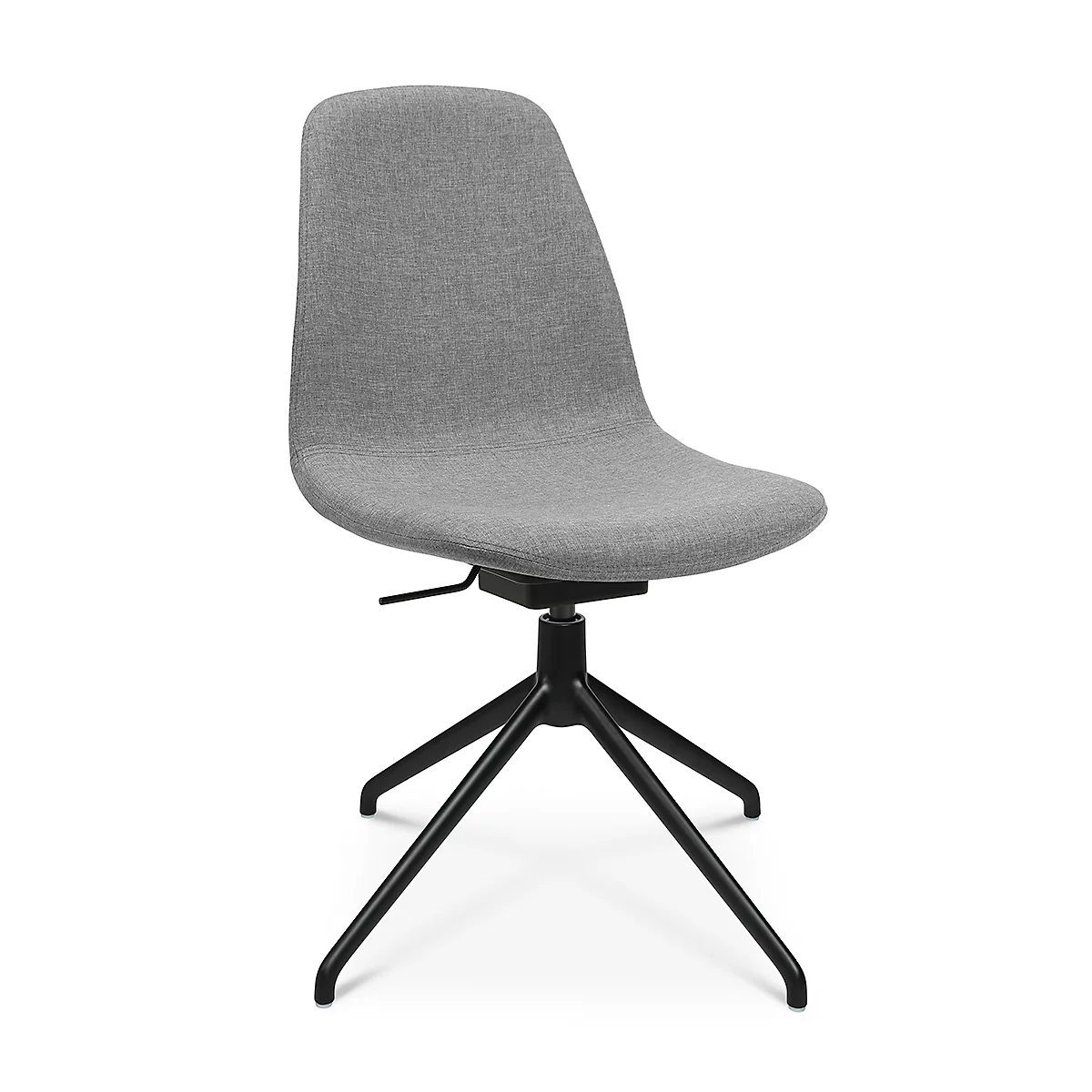 Fauteuil de conférence Topstar Sitness Life 1.1, pivotant/assis réglable en hauteur, sans accoudoirs, L 460 x P 390 x H 450-480 mm, piétement 4 branches, alu noir mat &amp; tissu, h.gris