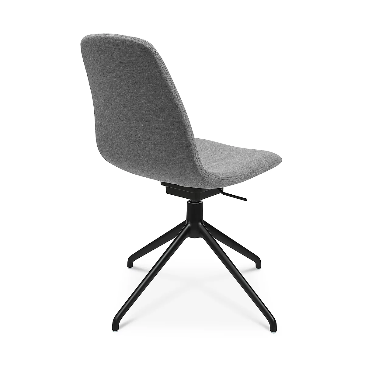 Fauteuil de conférence Topstar Sitness Life 1.1, pivotant/assis réglable en hauteur, sans accoudoirs, L 460 x P 390 x H 450-480 mm, piétement 4 branches, alu noir mat &amp; tissu, h.gris