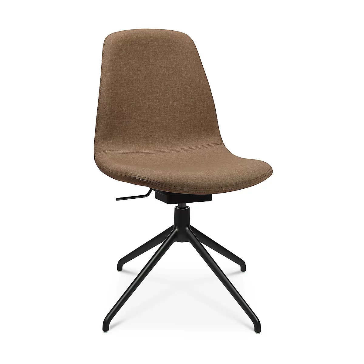 Fauteuil de conférence Topstar Sitness Life 1.1, pivotant/assis réglable en hauteur, sans accoudoirs, L 460 x P 390 x H 450-480 mm, piétement 4 branches, alu noir mat &amp; tissu, h.marron