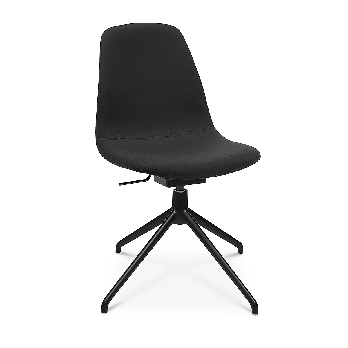 Fauteuil de conférence Topstar Sitness Life 1.1, pivotant/assis réglable en hauteur, sans accoudoirs, L 460 x P 390 x H 450-480 mm, piétement 4 branches, alu noir mat &amp; tissu, noir