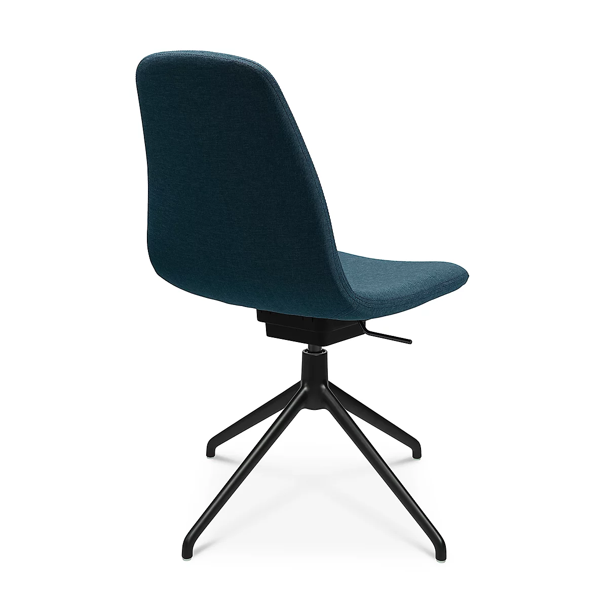Fauteuil de conférence Topstar Sitness Life 1.1, pivotant/assis réglable en hauteur, sans accoudoirs, L 460 x P 390 x H 450-480 mm, piétement 4 branches, alu noir mat &amp; tissu, pétrole