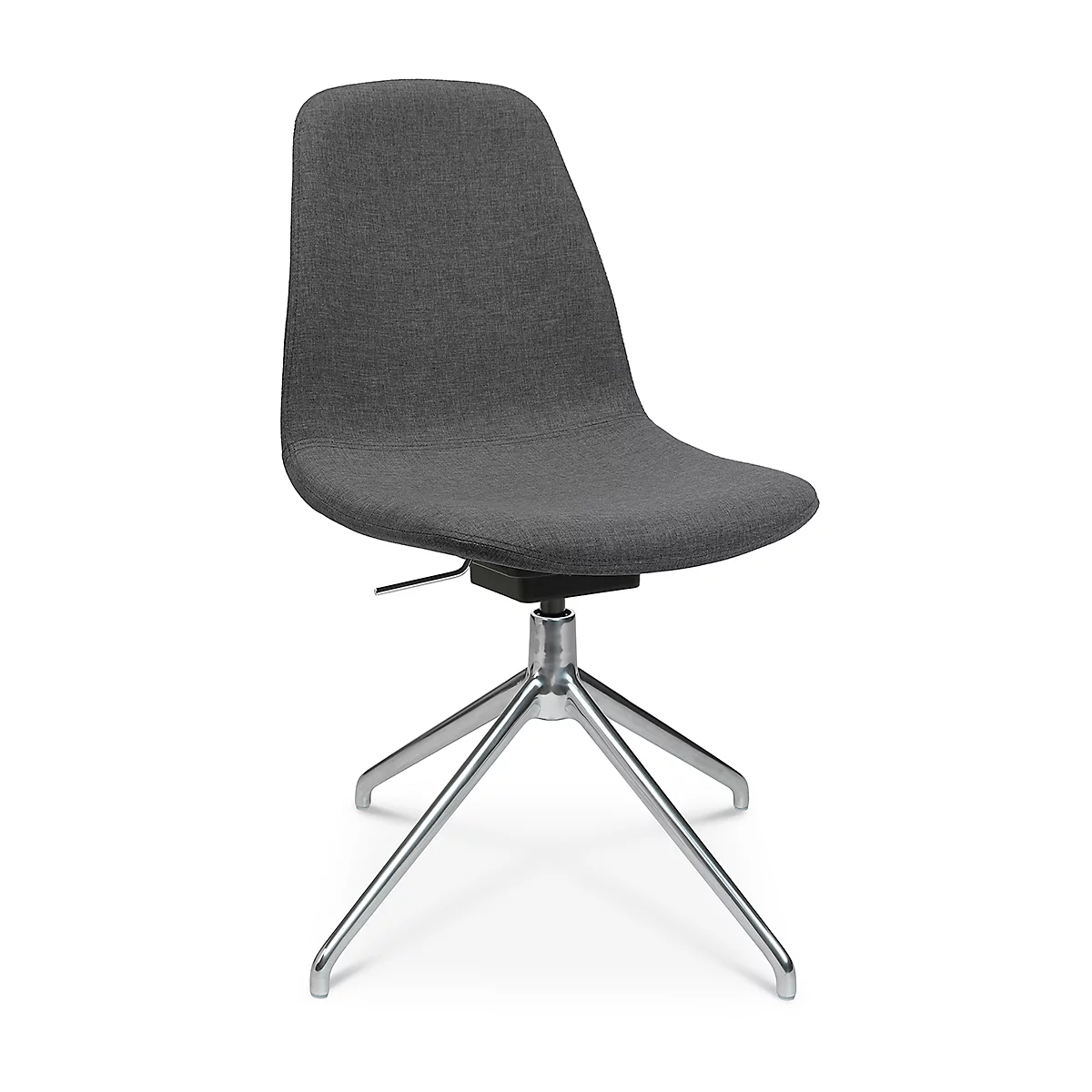 Fauteuil de conférence Topstar Sitness Life 1.1, pivotant/assis réglable en hauteur, sans accoudoirs, L 460 x P 390 x H 450-480 mm, piétement 4 branches, alu poli &amp; tissu, anthr.