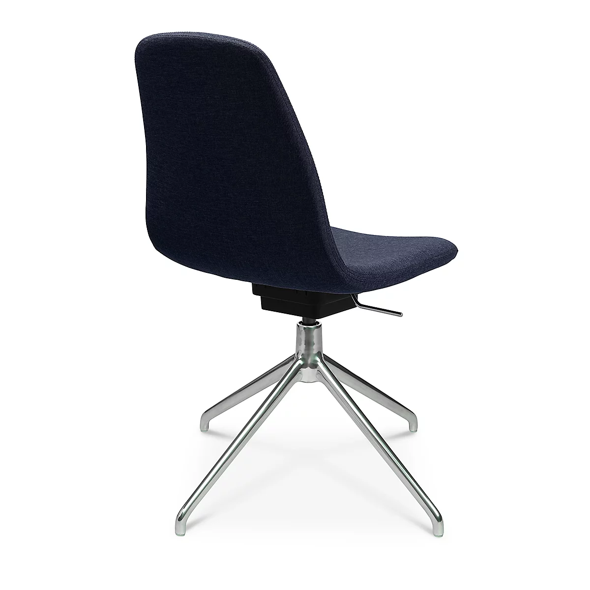 Fauteuil de conférence Topstar Sitness Life 1.1, pivotant/assis réglable en hauteur, sans accoudoirs, L 460 x P 390 x H 450-480 mm, piétement 4 branches, alu poli &amp; tissu, d.bleu