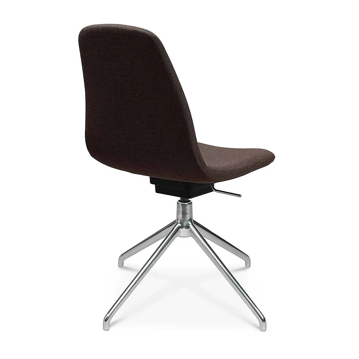 Fauteuil de conférence Topstar Sitness Life 1.1, pivotant/assis réglable en hauteur, sans accoudoirs, L 460 x P 390 x H 450-480 mm, piétement 4 branches, alu poli &amp; tissu, d.marron