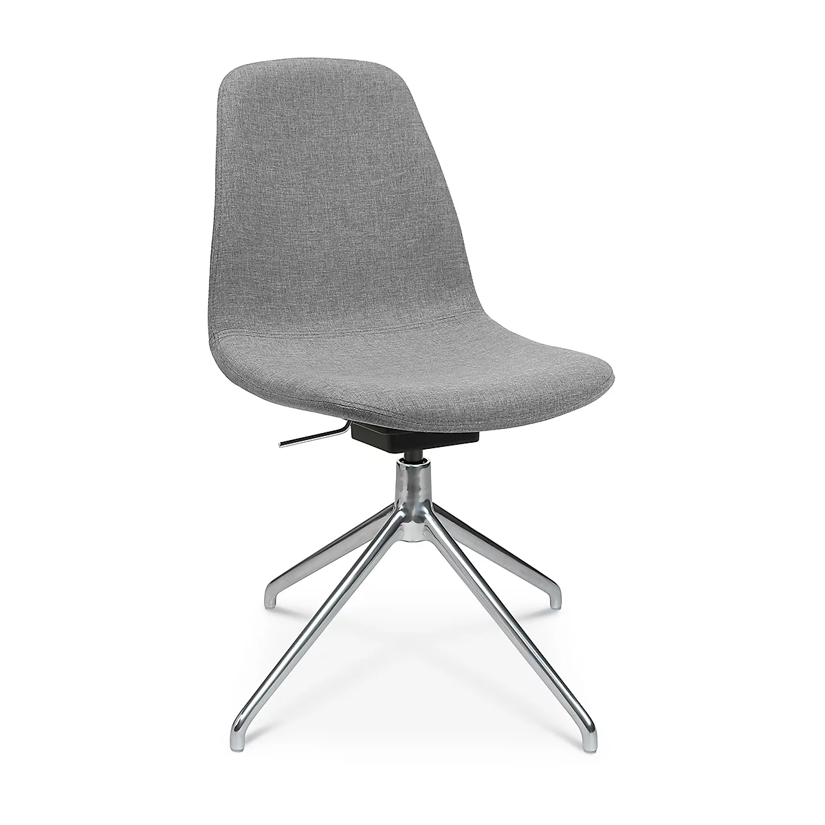 Fauteuil de conférence Topstar Sitness Life 1.1, pivotant/assis réglable en hauteur, sans accoudoirs, L 460 x P 390 x H 450-480 mm, piétement 4 branches, alu poli &amp; tissu, h.gris