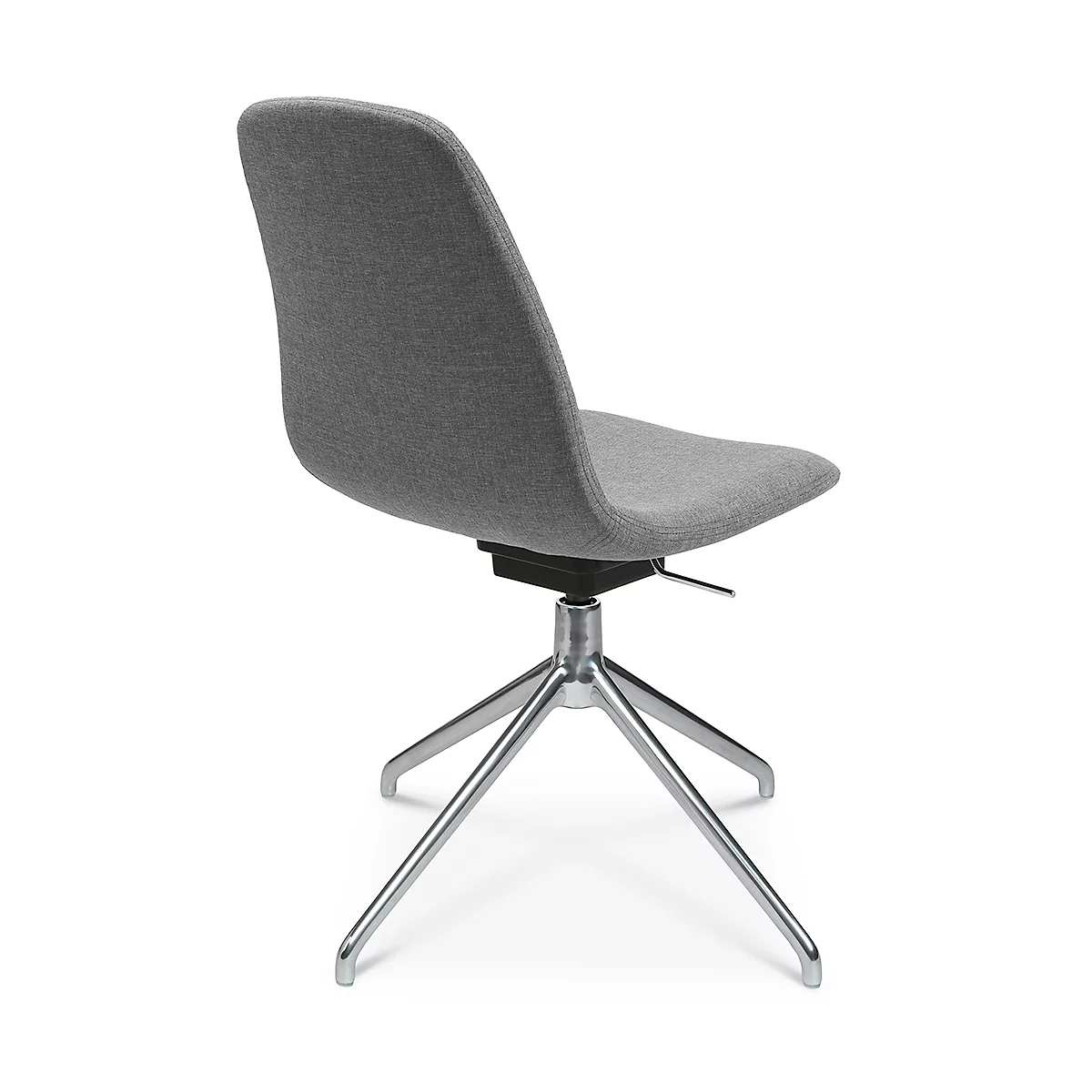 Fauteuil de conférence Topstar Sitness Life 1.1, pivotant/assis réglable en hauteur, sans accoudoirs, L 460 x P 390 x H 450-480 mm, piétement 4 branches, alu poli &amp; tissu, h.gris