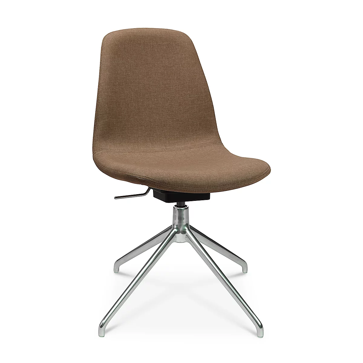 Fauteuil de conférence Topstar Sitness Life 1.1, pivotant/assis réglable en hauteur, sans accoudoirs, L 460 x P 390 x H 450-480 mm, piétement 4 branches, alu poli &amp; tissu, h.marron
