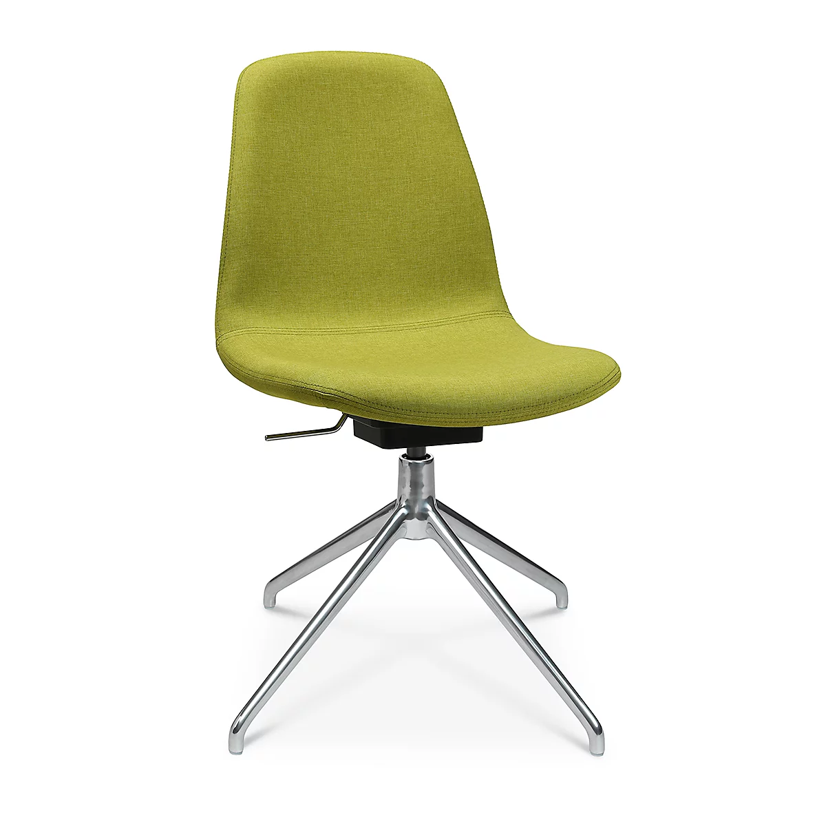 Fauteuil de conférence Topstar Sitness Life 1.1, pivotant/assis réglable en hauteur, sans accoudoirs, L 460 x P 390 x H 450-480 mm, piétement 4 branches, alu poli &amp; tissu, jaune