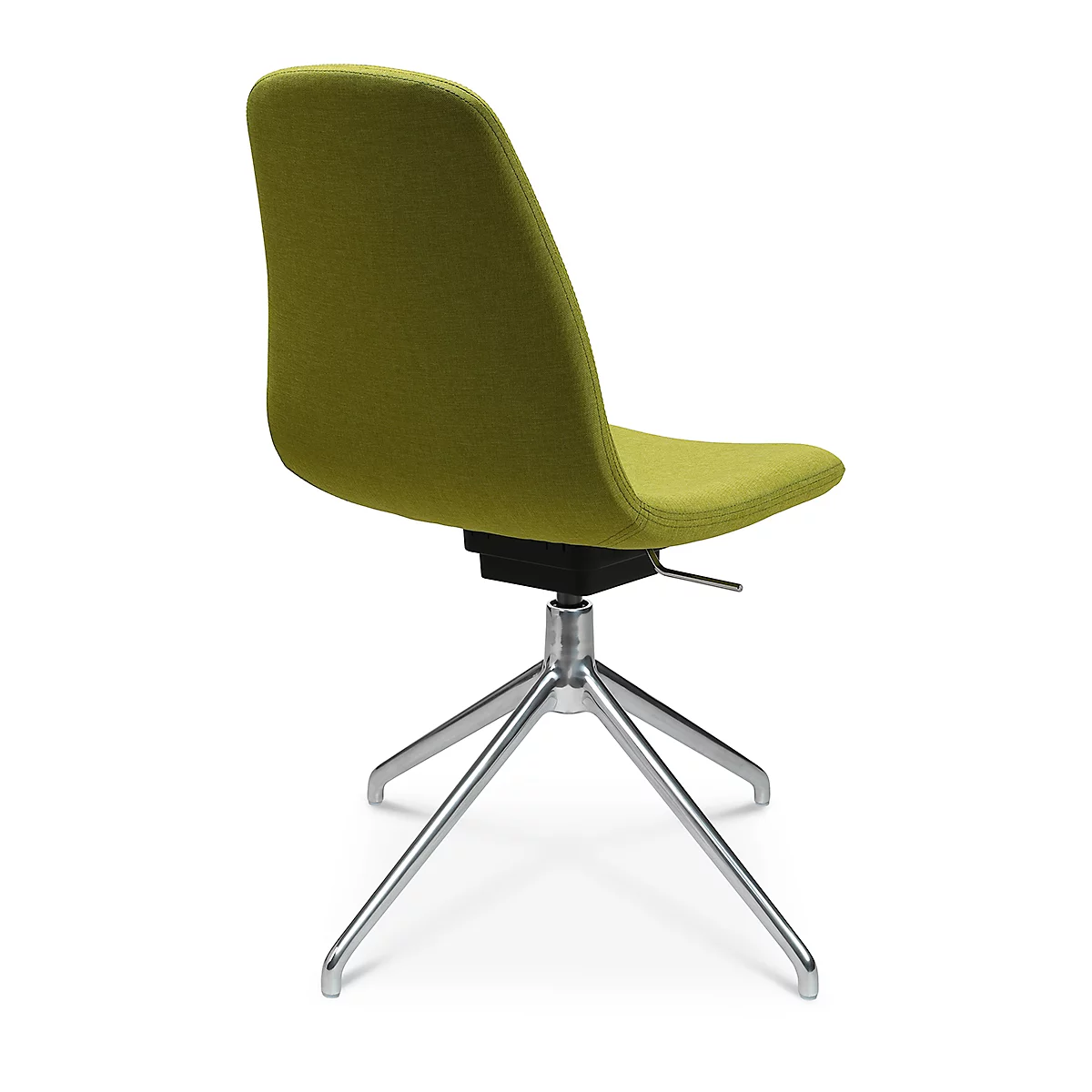 Fauteuil de conférence Topstar Sitness Life 1.1, pivotant/assis réglable en hauteur, sans accoudoirs, L 460 x P 390 x H 450-480 mm, piétement 4 branches, alu poli &amp; tissu, jaune