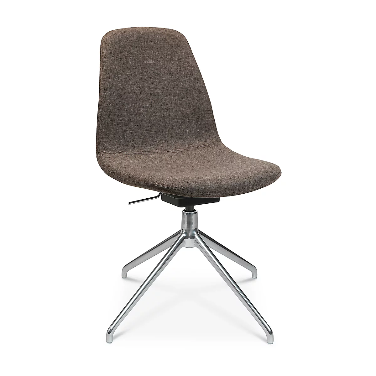 Fauteuil de conférence Topstar Sitness Life 1.1, pivotant/assis réglable en hauteur, sans accoudoirs, L 460 x P 390 x H 450-480 mm, piétement 4 branches, alu poli &amp; tissu, marron