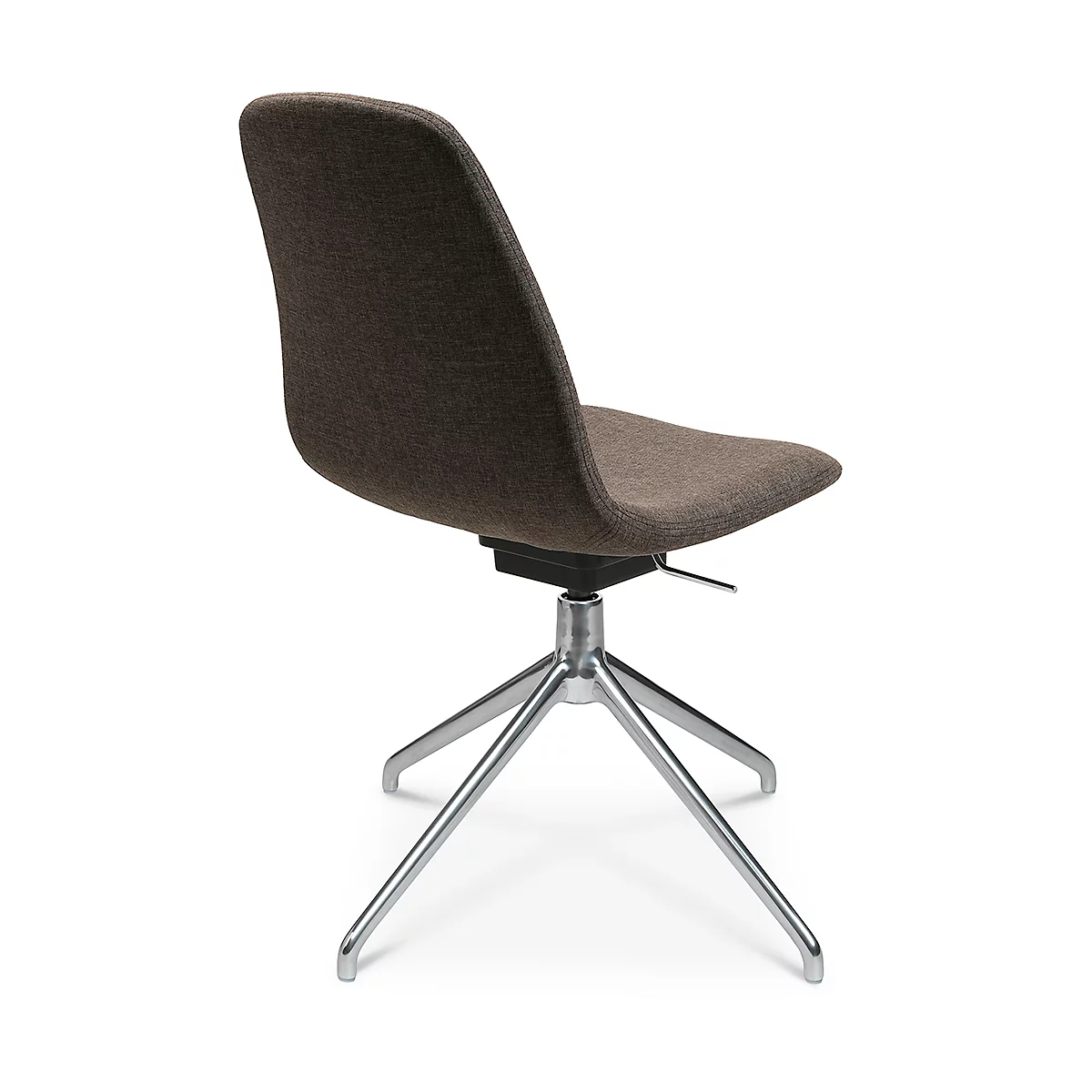 Fauteuil de conférence Topstar Sitness Life 1.1, pivotant/assis réglable en hauteur, sans accoudoirs, L 460 x P 390 x H 450-480 mm, piétement 4 branches, alu poli &amp; tissu, marron
