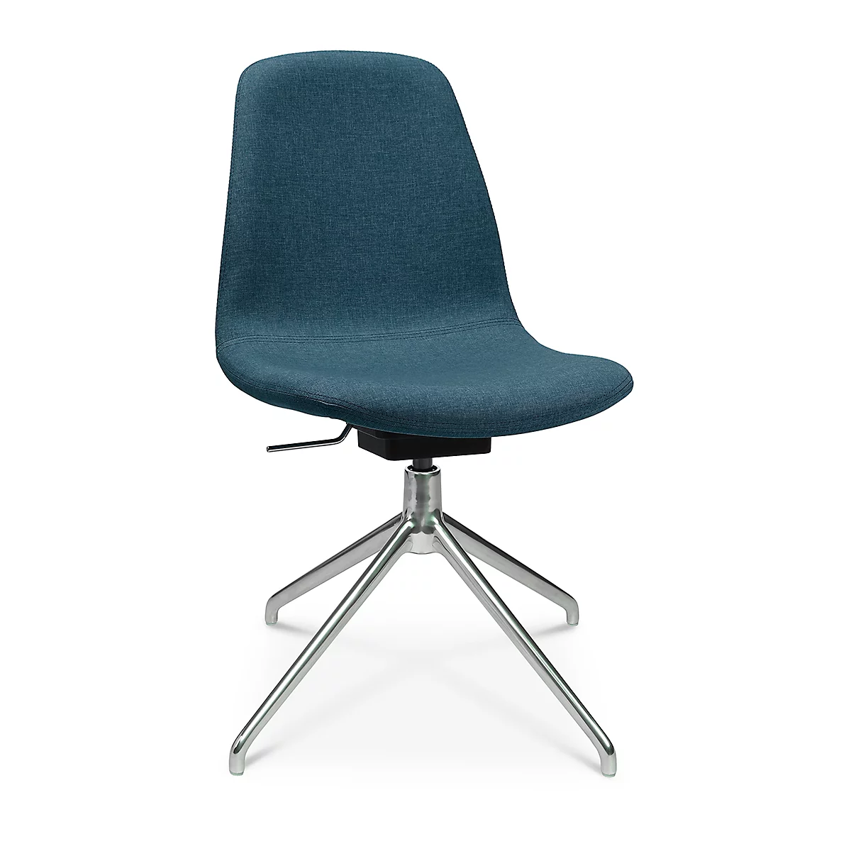 Fauteuil de conférence Topstar Sitness Life 1.1, pivotant/assis réglable en hauteur, sans accoudoirs, L 460 x P 390 x H 450-480 mm, piétement 4 branches, aluminium poli &amp; tissu, pétrole