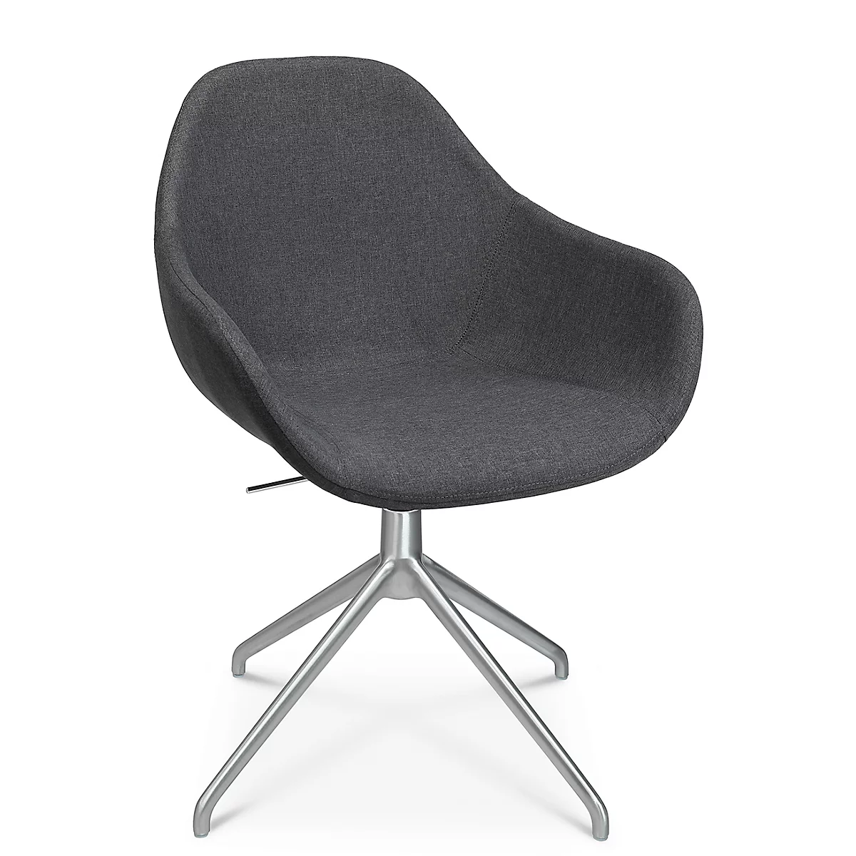 Fauteuil de conférence Topstar Sitness Life 2.0, pivotant/assis réglable en hauteur, accoudoirs, L 450 x P 390 x H 440-470 mm, piétement 4 branches, alu mat &amp; tissu, anthr.