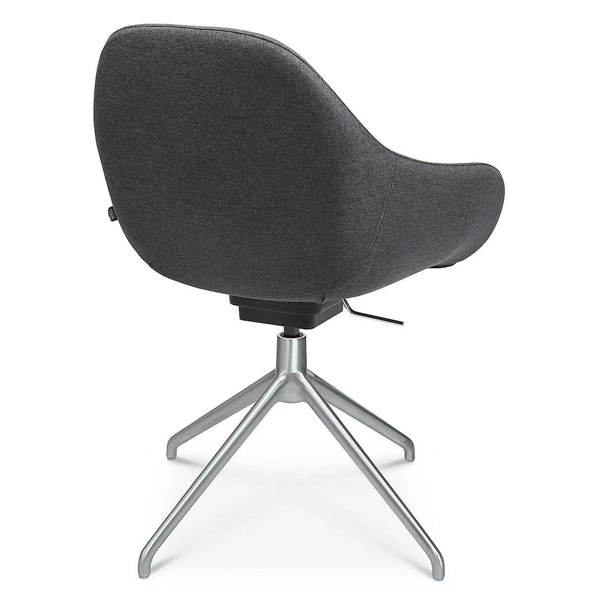 Fauteuil de conférence Topstar Sitness Life 2.0, pivotant/assis réglable en hauteur, accoudoirs, L 450 x P 390 x H 440-470 mm, piétement 4 branches, alu mat &amp; tissu, anthr.