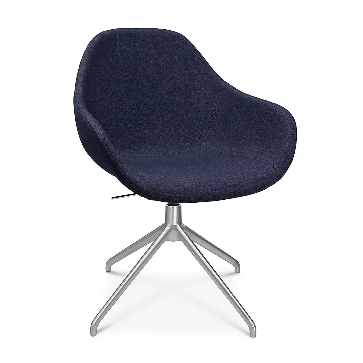 Fauteuil de conférence Topstar Sitness Life 2.0, pivotant/assis réglable en hauteur, accoudoirs, L 450 x P 390 x H 440-470 mm, piétement 4 branches, alu mat &amp; tissu, d.bleu