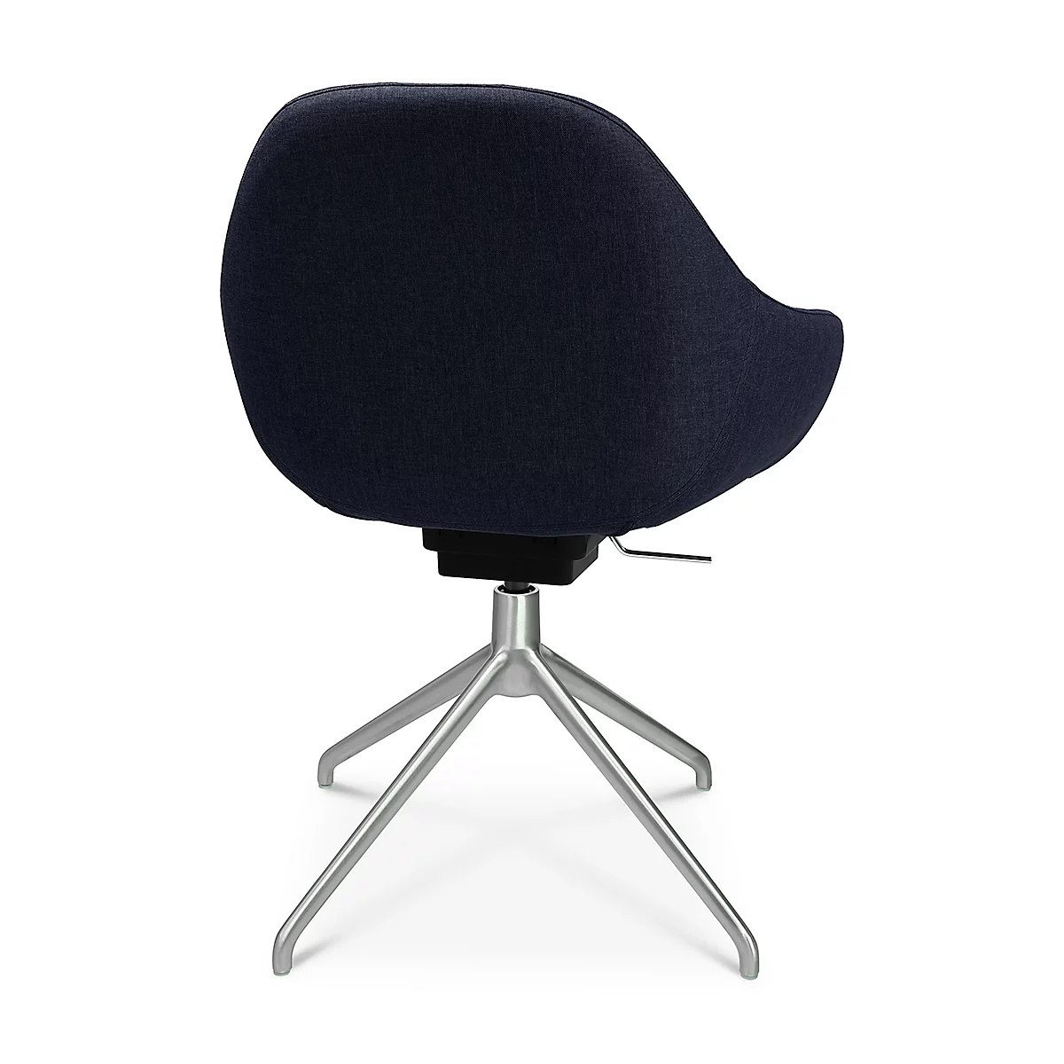 Fauteuil de conférence Topstar Sitness Life 2.0, pivotant/assis réglable en hauteur, accoudoirs, L 450 x P 390 x H 440-470 mm, piétement 4 branches, alu mat &amp; tissu, d.bleu