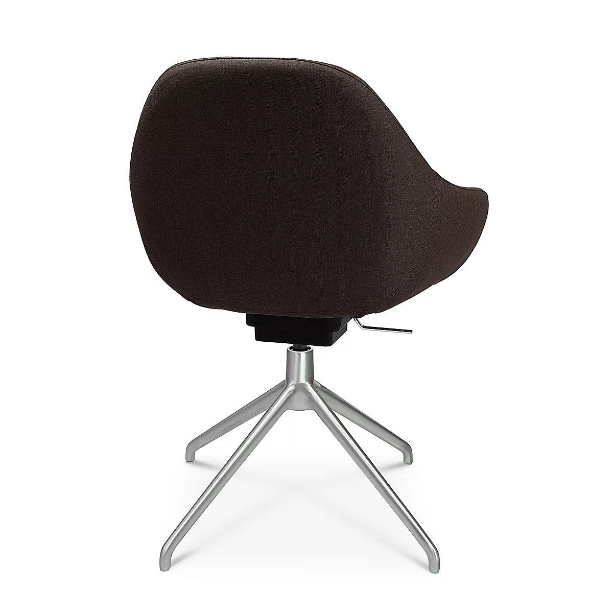 Fauteuil de conférence Topstar Sitness Life 2.0, pivotant/assis réglable en hauteur, accoudoirs, L 450 x P 390 x H 440-470 mm, piétement 4 branches, alu mat &amp; tissu, d.marron