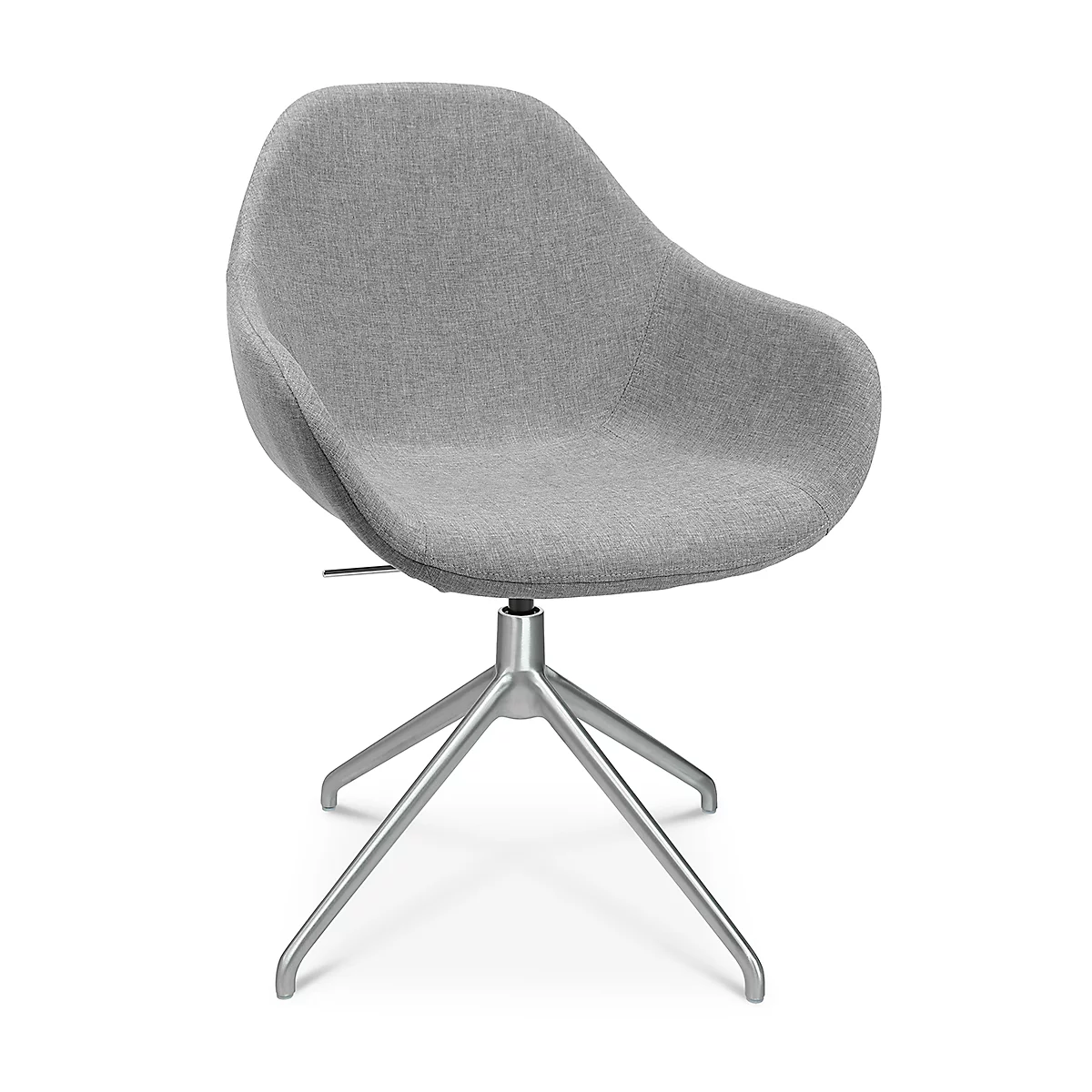 Fauteuil de conférence Topstar Sitness Life 2.0, pivotant/assis réglable en hauteur, accoudoirs, L 450 x P 390 x H 440-470 mm, piétement 4 branches, alu mat &amp; tissu, h.gris