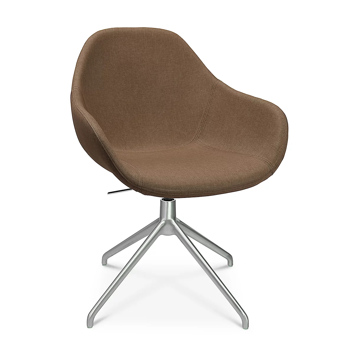 Fauteuil de conférence Topstar Sitness Life 2.0, pivotant/assis réglable en hauteur, accoudoirs, L 450 x P 390 x H 440-470 mm, piétement 4 branches, alu mat &amp; tissu, h.marron