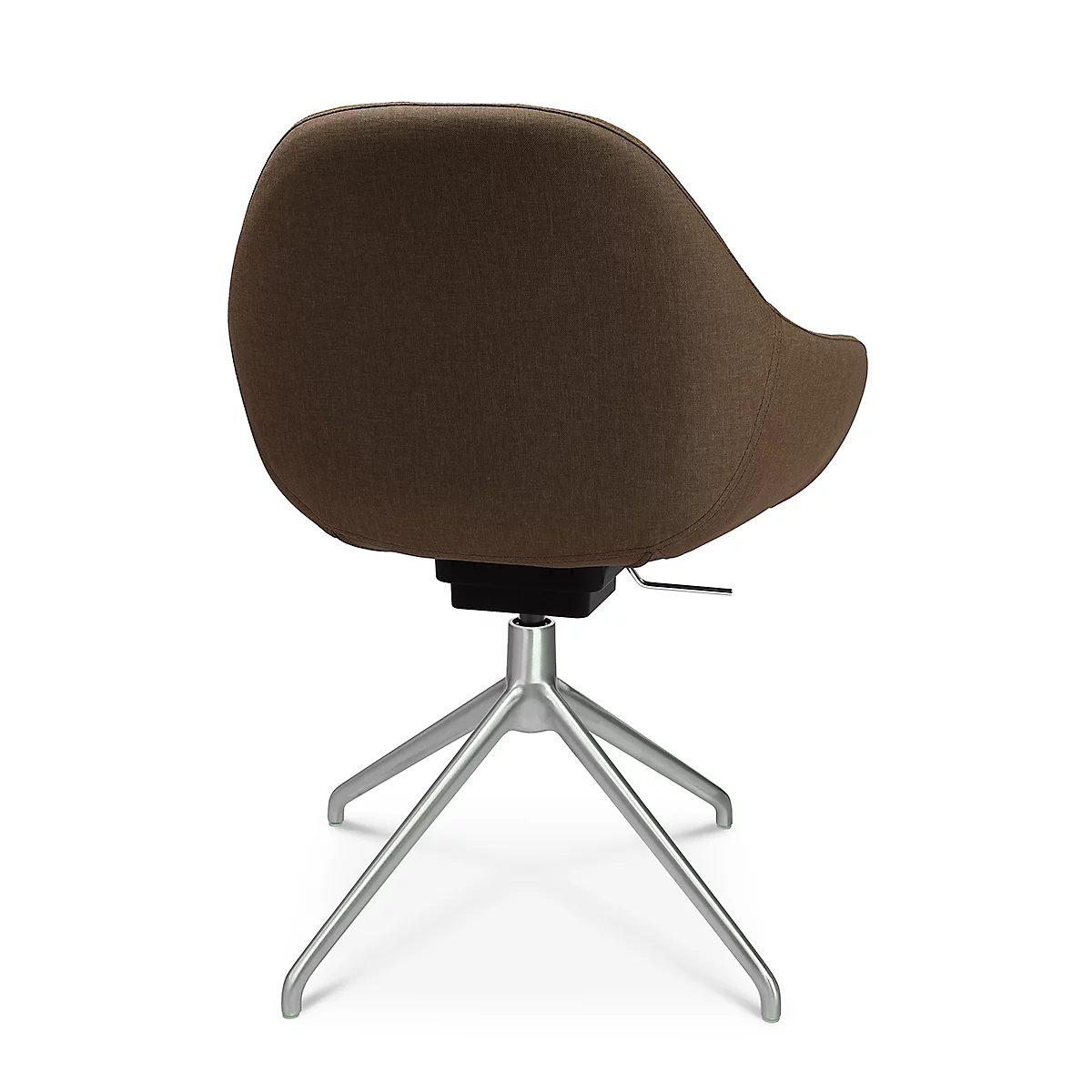 Fauteuil de conférence Topstar Sitness Life 2.0, pivotant/assis réglable en hauteur, accoudoirs, L 450 x P 390 x H 440-470 mm, piétement 4 branches, alu mat &amp; tissu, h.marron