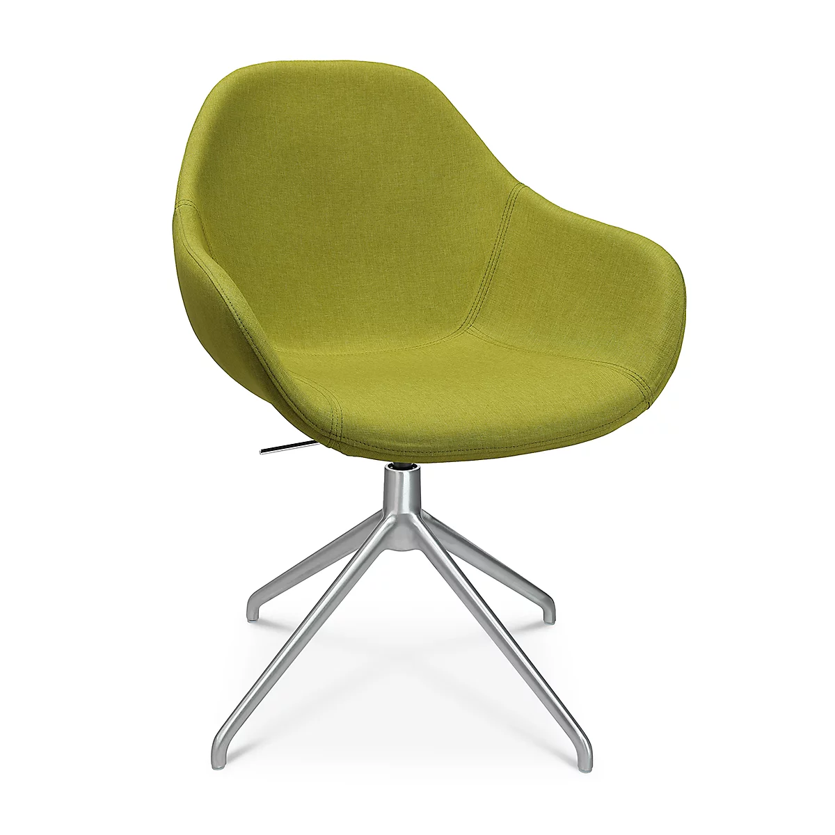 Fauteuil de conférence Topstar Sitness Life 2.0, pivotant/assis réglable en hauteur, accoudoirs, L 450 x P 390 x H 440-470 mm, piétement 4 branches, alu mat &amp; tissu, jaune