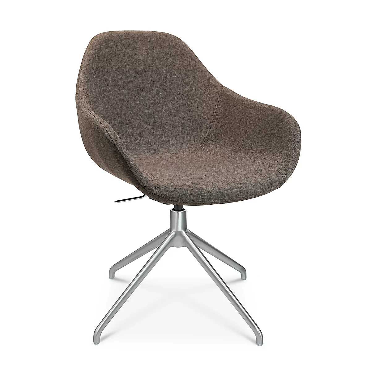 Fauteuil de conférence Topstar Sitness Life 2.0, pivotant/assis réglable en hauteur, accoudoirs, L 450 x P 390 x H 440-470 mm, piétement 4 branches, alu mat &amp; tissu, marron