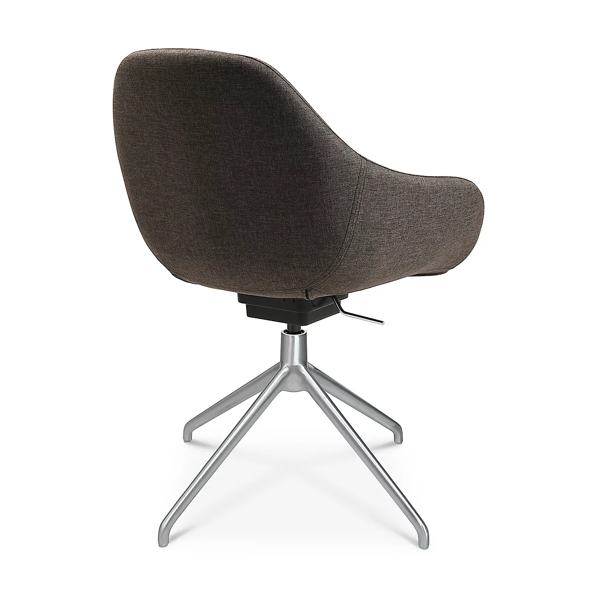 Fauteuil de conférence Topstar Sitness Life 2.0, pivotant/assis réglable en hauteur, accoudoirs, L 450 x P 390 x H 440-470 mm, piétement 4 branches, alu mat &amp; tissu, marron