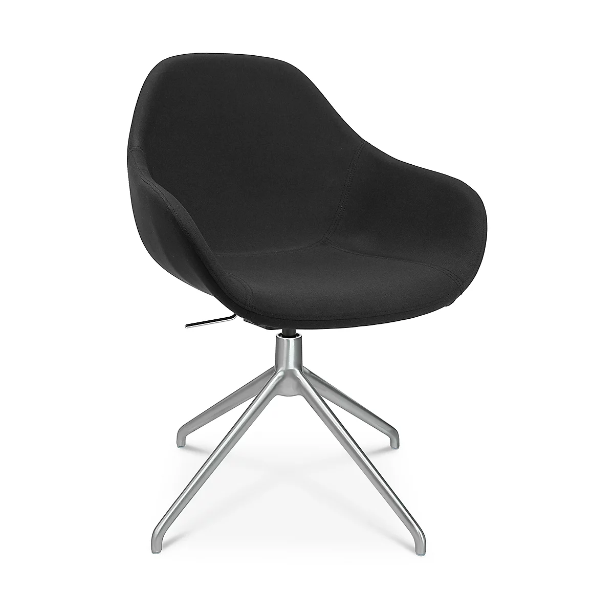 Fauteuil de conférence Topstar Sitness Life 2.0, pivotant/assis réglable en hauteur, accoudoirs, L 450 x P 390 x H 440-470 mm, piétement 4 branches, alu mat &amp; tissu, noir