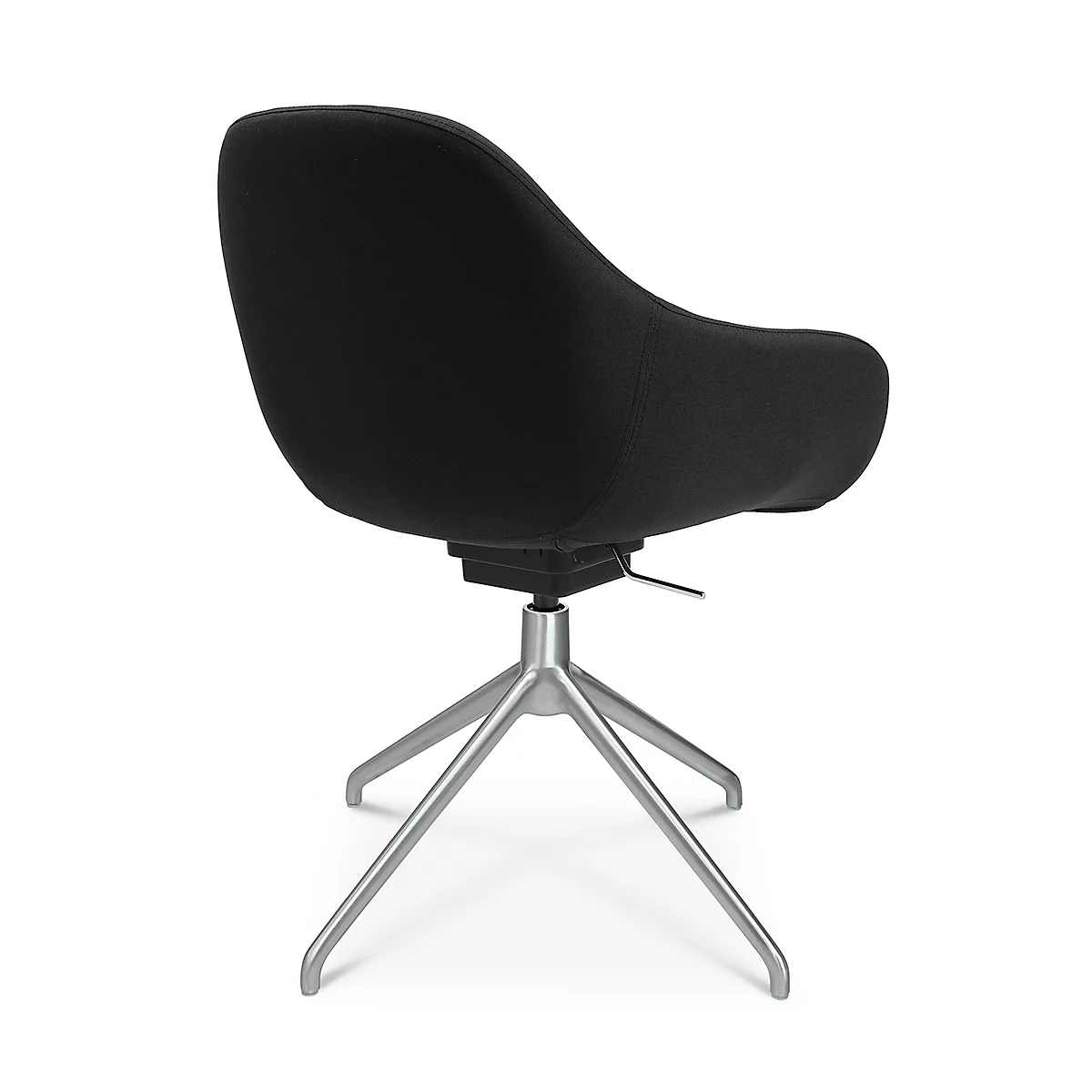Fauteuil de conférence Topstar Sitness Life 2.0, pivotant/assis réglable en hauteur, accoudoirs, L 450 x P 390 x H 440-470 mm, piétement 4 branches, alu mat &amp; tissu, noir