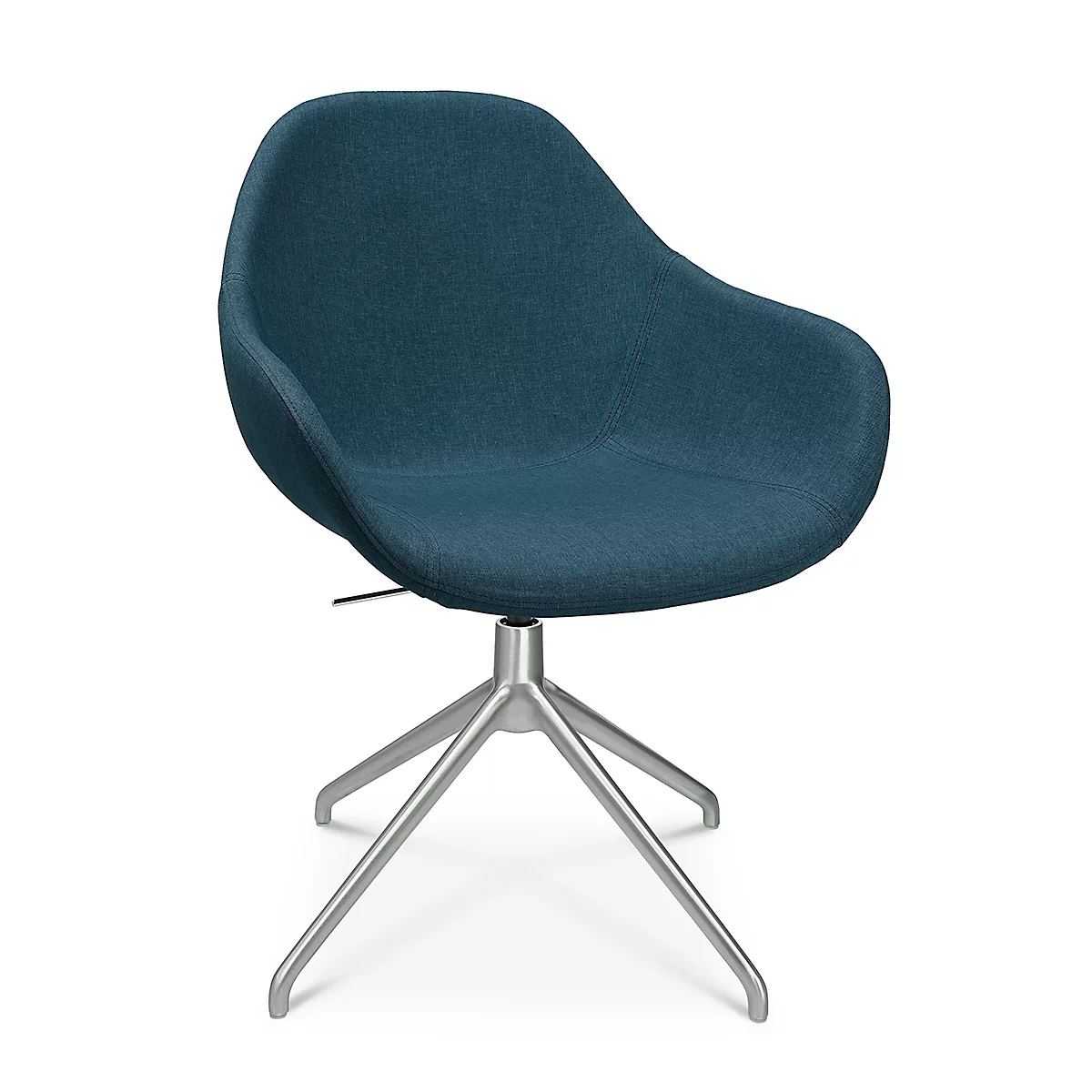 Fauteuil de conférence Topstar Sitness Life 2.0, pivotant/assis réglable en hauteur, accoudoirs, L 450 x P 390 x H 440-470 mm, piétement 4 branches, alu mat &amp; tissu, pétrole