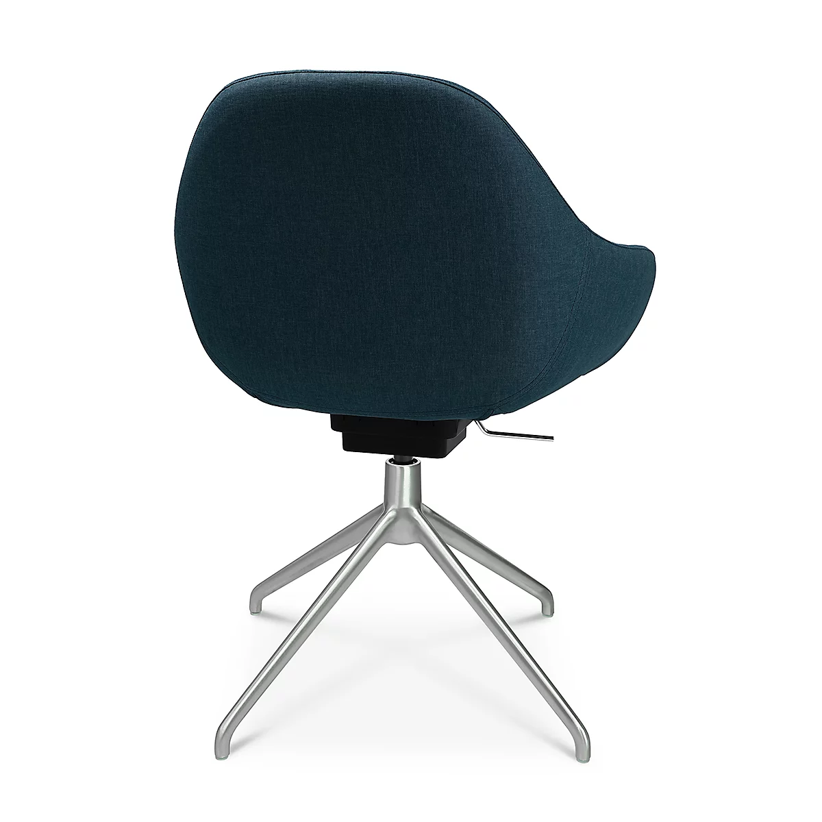 Fauteuil de conférence Topstar Sitness Life 2.0, pivotant/assis réglable en hauteur, accoudoirs, L 450 x P 390 x H 440-470 mm, piétement 4 branches, alu mat &amp; tissu, pétrole