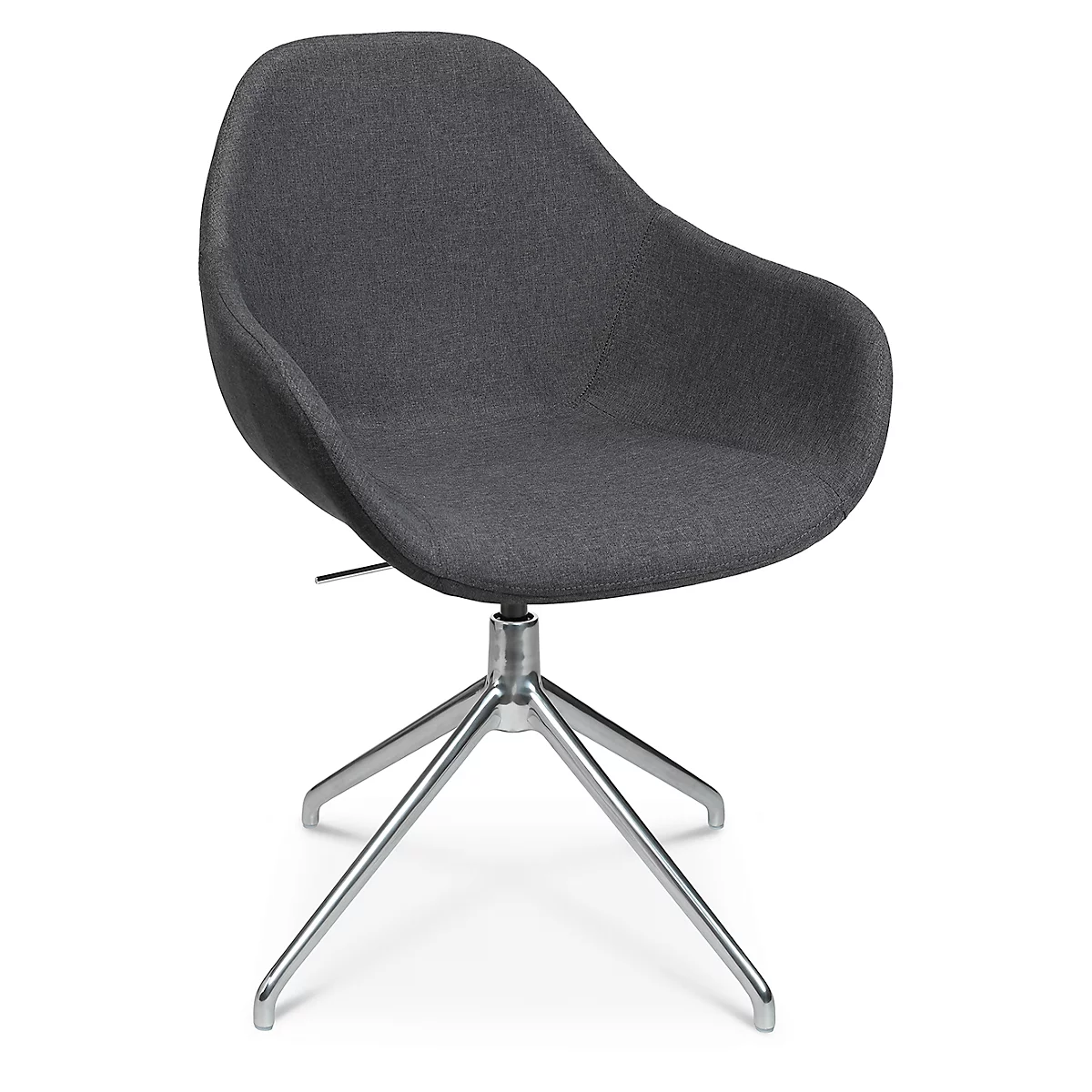 Fauteuil de conférence Topstar Sitness Life 2.0, pivotant/assis réglable en hauteur, accoudoirs, L 450 x P 390 x H 440-470 mm, piétement 4 branches, alu poli &amp; tissu, anthr.