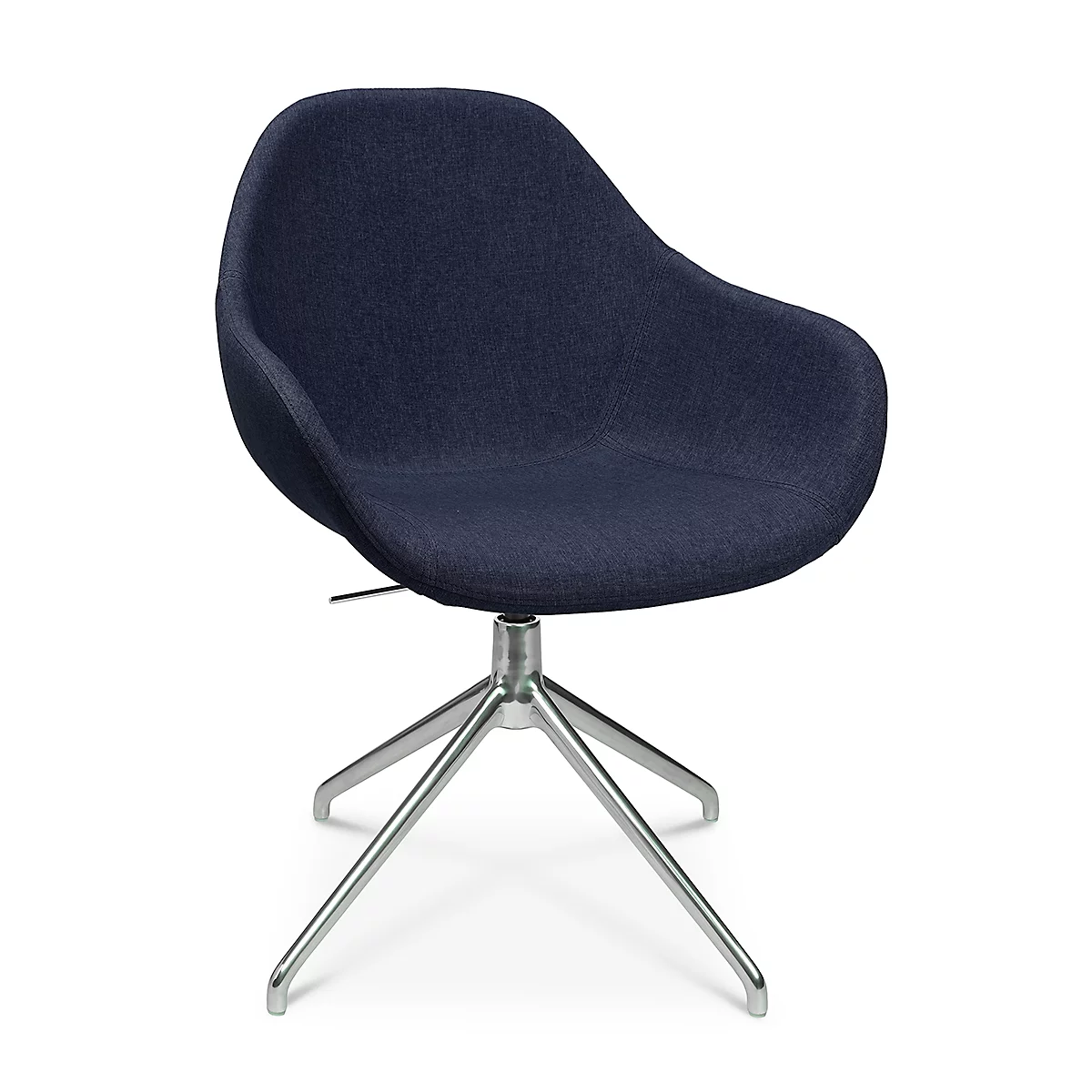 Fauteuil de conférence Topstar Sitness Life 2.0, pivotant/assis réglable en hauteur, accoudoirs, L 450 x P 390 x H 440-470 mm, piétement 4 branches, alu poli &amp; tissu, d.bleu