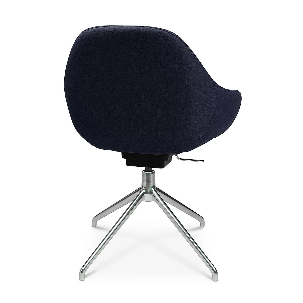 Fauteuil de conférence Topstar Sitness Life 2.0, pivotant/assis réglable en hauteur, accoudoirs, L 450 x P 390 x H 440-470 mm, piétement 4 branches, alu poli &amp; tissu, d.bleu