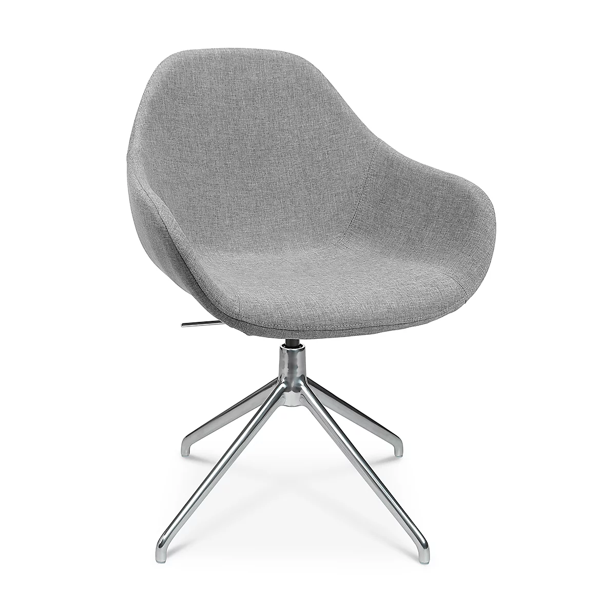 Fauteuil de conférence Topstar Sitness Life 2.0, pivotant/assis réglable en hauteur, accoudoirs, L 450 x P 390 x H 440-470 mm, piétement 4 branches, alu poli &amp; tissu, h.gris