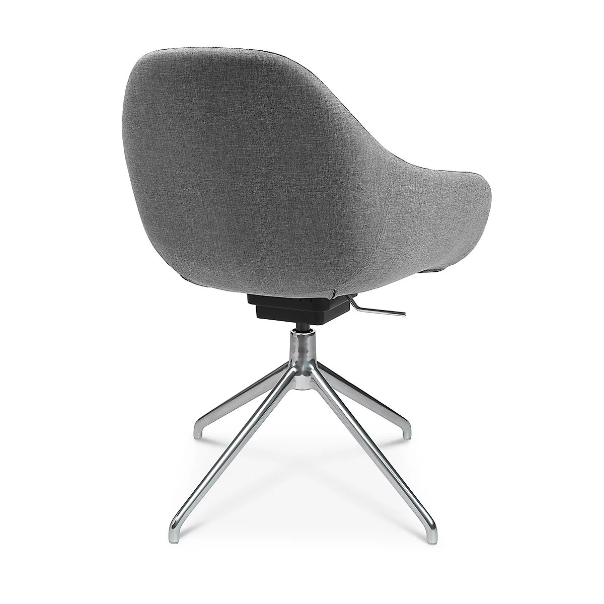 Fauteuil de conférence Topstar Sitness Life 2.0, pivotant/assis réglable en hauteur, accoudoirs, L 450 x P 390 x H 440-470 mm, piétement 4 branches, alu poli &amp; tissu, h.gris