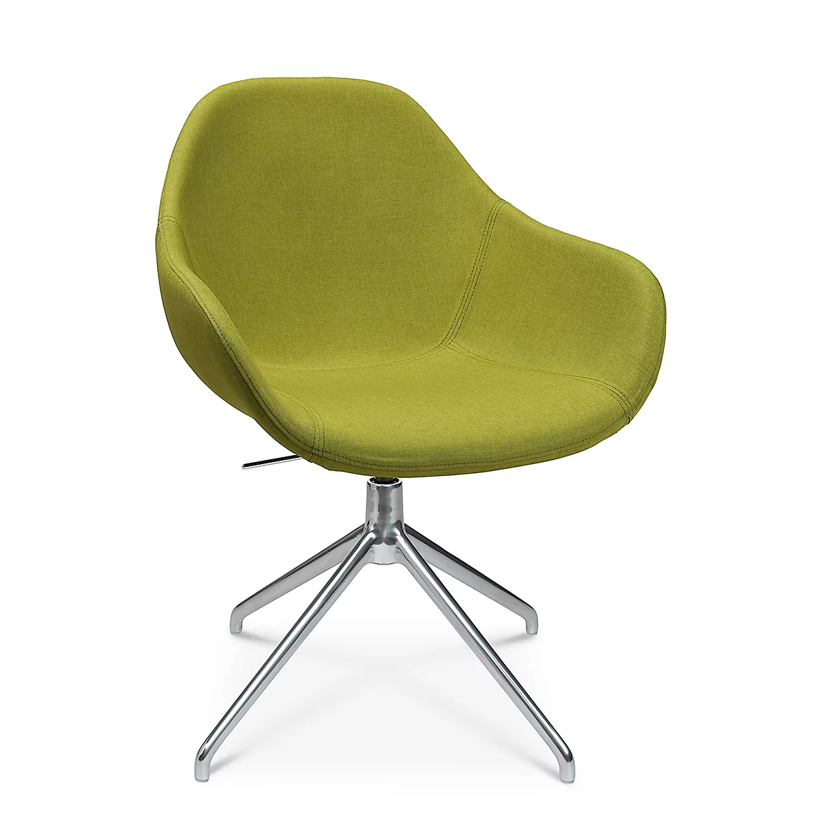 Fauteuil de conférence Topstar Sitness Life 2.0, pivotant/assis réglable en hauteur, accoudoirs, L 450 x P 390 x H 440-470 mm, piétement 4 branches, alu poli &amp; tissu, jaune