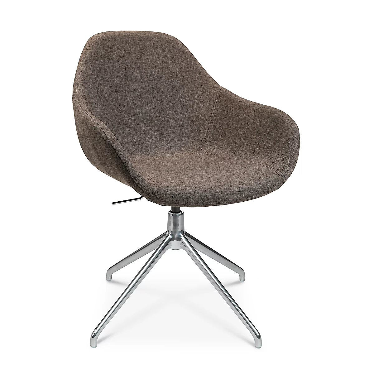 Fauteuil de conférence Topstar Sitness Life 2.0, pivotant/assis réglable en hauteur, accoudoirs, L 450 x P 390 x H 440-470 mm, piétement 4 branches, alu poli &amp; tissu, marron