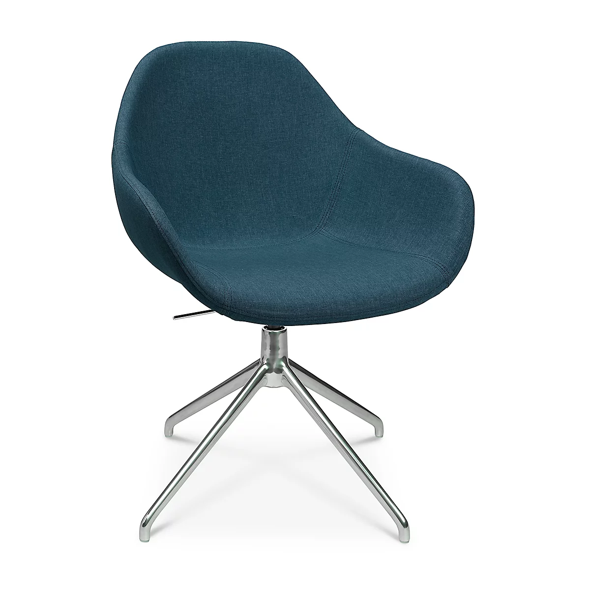Fauteuil de conférence Topstar Sitness Life 2.0, pivotant/assis réglable en hauteur, accoudoirs, L 450 x P 390 x H 440-470 mm, piétement 4 branches, alu poli &amp; tissu, pétrole