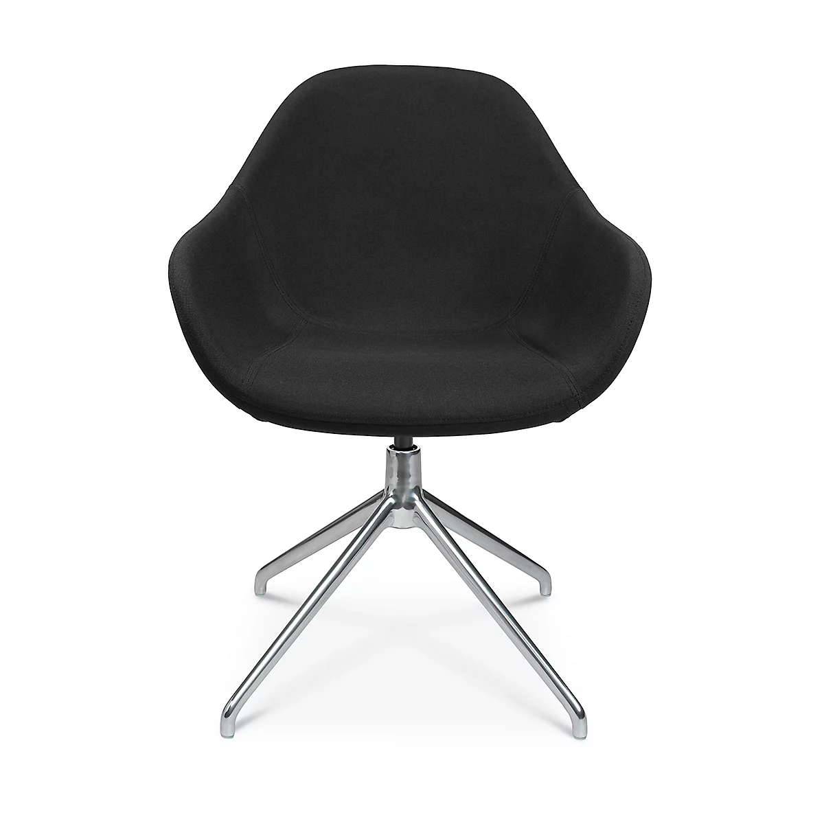 Fauteuil de conférence Topstar Sitness Life 2.0, pivotant/assis réglable en hauteur, accoudoirs, L 450 x P 390 x H 520-550 mm, piétement 4 branches, acier chromé &amp; tissu, noir