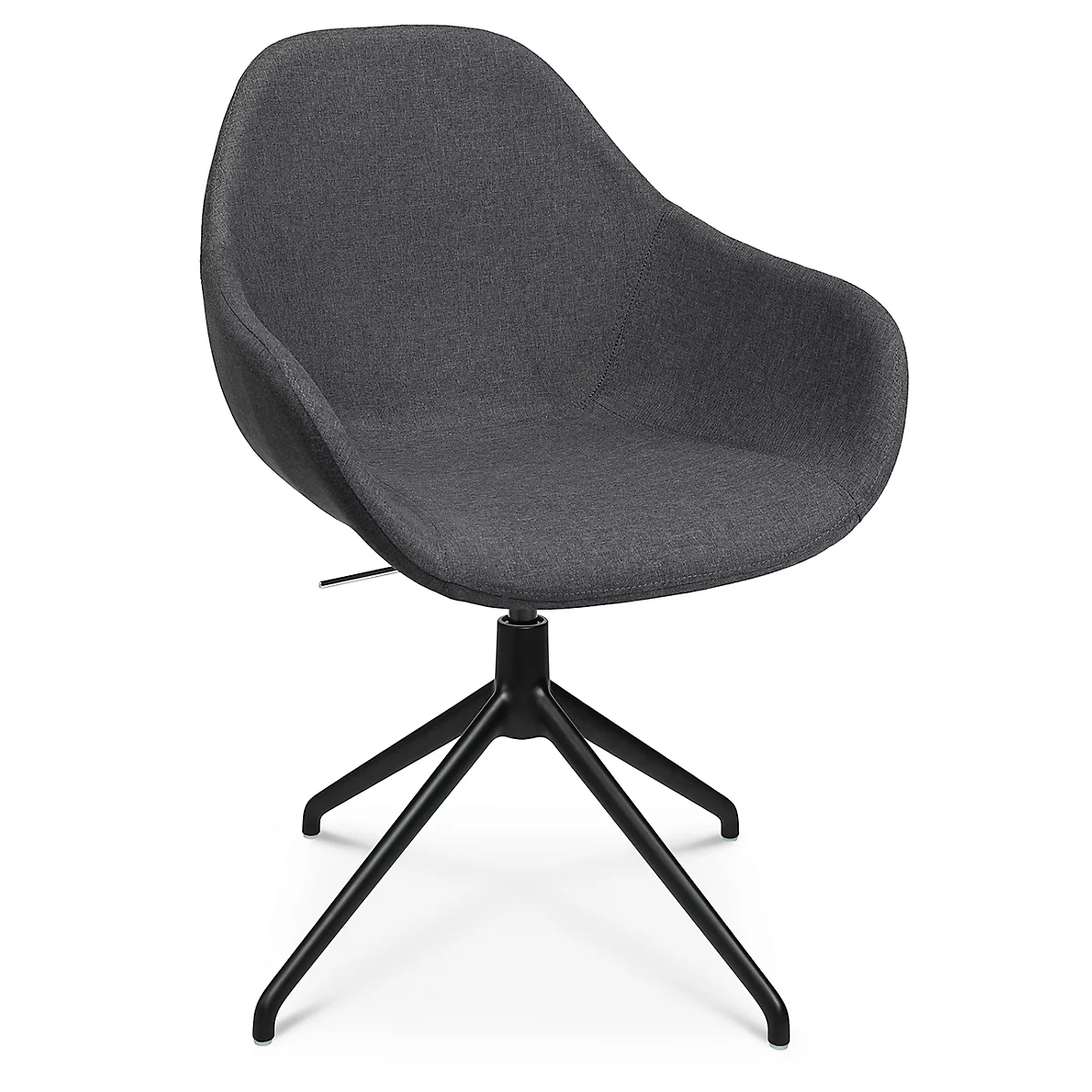 Fauteuil de conférence Topstar Sitness Life 2.0, pivotant/assis réglable en hauteur, accoudoirs, L 450 x P 460 x H 440-470 mm, piétement 4 branches, alu noir mat &amp; tissu, anthr.