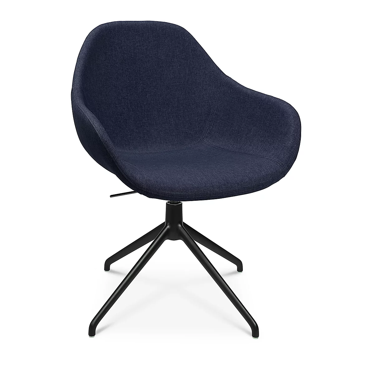 Fauteuil de conférence Topstar Sitness Life 2.0, pivotant/assis réglable en hauteur, accoudoirs, L 450 x P 460 x H 440-470 mm, piétement 4 branches, alu noir mat &amp; tissu, d.bleu