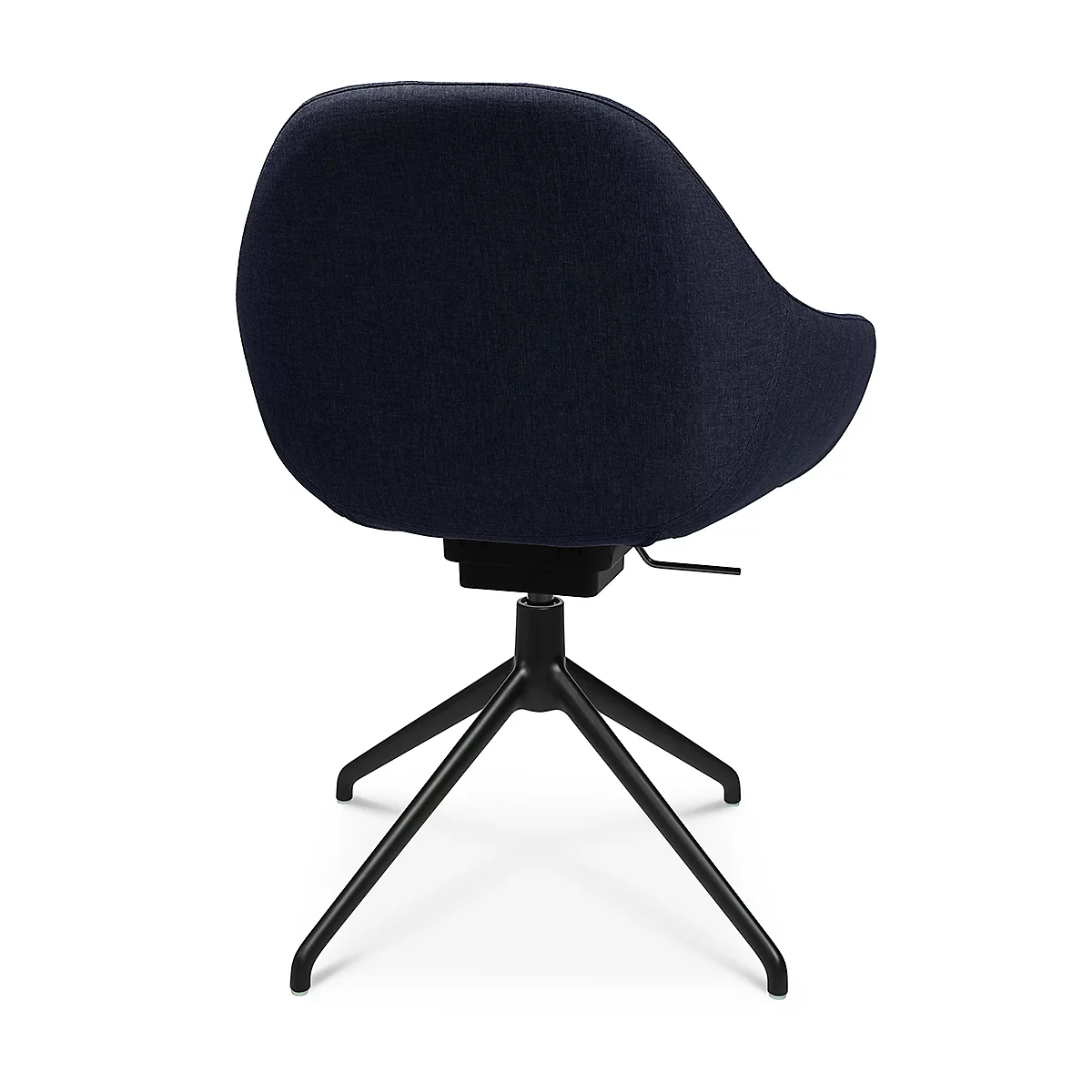 Fauteuil de conférence Topstar Sitness Life 2.0, pivotant/assis réglable en hauteur, accoudoirs, L 450 x P 460 x H 440-470 mm, piétement 4 branches, alu noir mat &amp; tissu, d.bleu