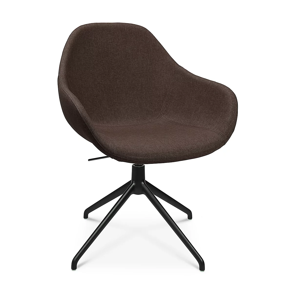Fauteuil de conférence Topstar Sitness Life 2.0, pivotant/assis réglable en hauteur, accoudoirs, L 450 x P 460 x H 440-470 mm, piétement 4 branches, alu noir mat &amp; tissu, d.marron