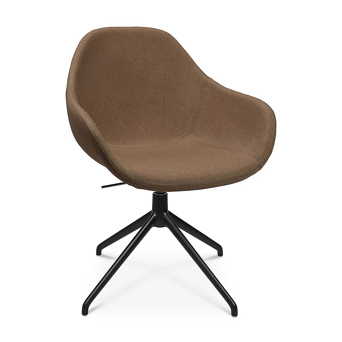 Fauteuil de conférence Topstar Sitness Life 2.0, pivotant/assis réglable en hauteur, accoudoirs, L 450 x P 460 x H 440-470 mm, piétement 4 branches, alu noir mat &amp; tissu, h.marron
