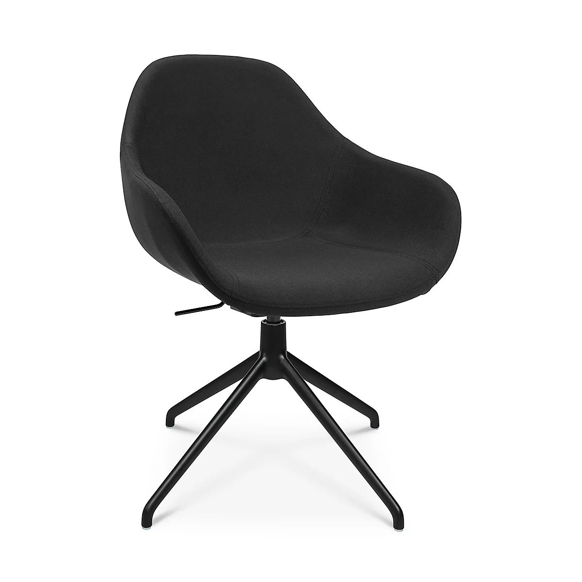 Fauteuil de conférence Topstar Sitness Life 2.0, pivotant/assis réglable en hauteur, accoudoirs, L 450 x P 460 x H 440-470 mm, piétement 4 branches, alu noir mat &amp; tissu, noir