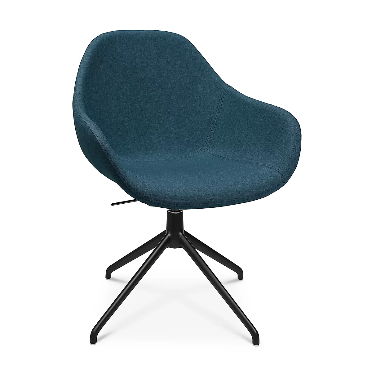 Fauteuil de conférence Topstar Sitness Life 2.0, pivotant/assis réglable en hauteur, accoudoirs, L 450 x P 460 x H 440-470 mm, piétement 4 branches, alu noir mat &amp; tissu, pétrole